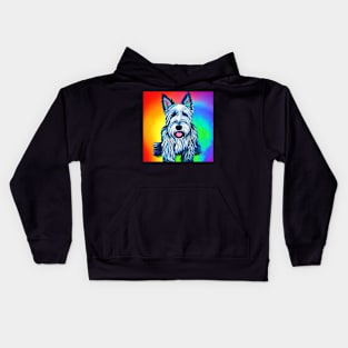 Scottish Terrier Dog Rainbow Painting Kids Hoodie